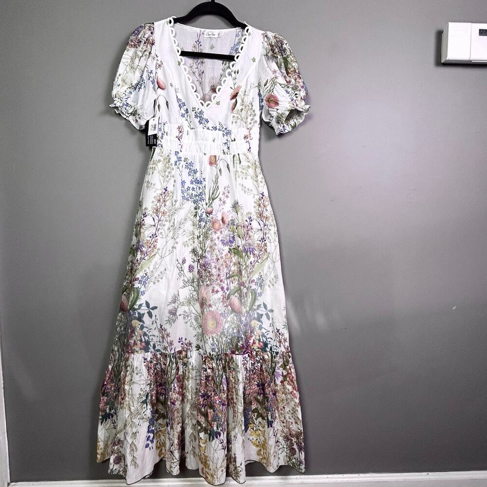 Charo Ruiz dress XS NWT maxi‎ white floral cottage feminine delicate luxury